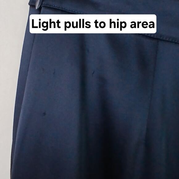 St. John Women's SZ 4 Navy Blue Satin Wide Leg Pants Pleats Pockets Gorgeous - Picture 6 of 8